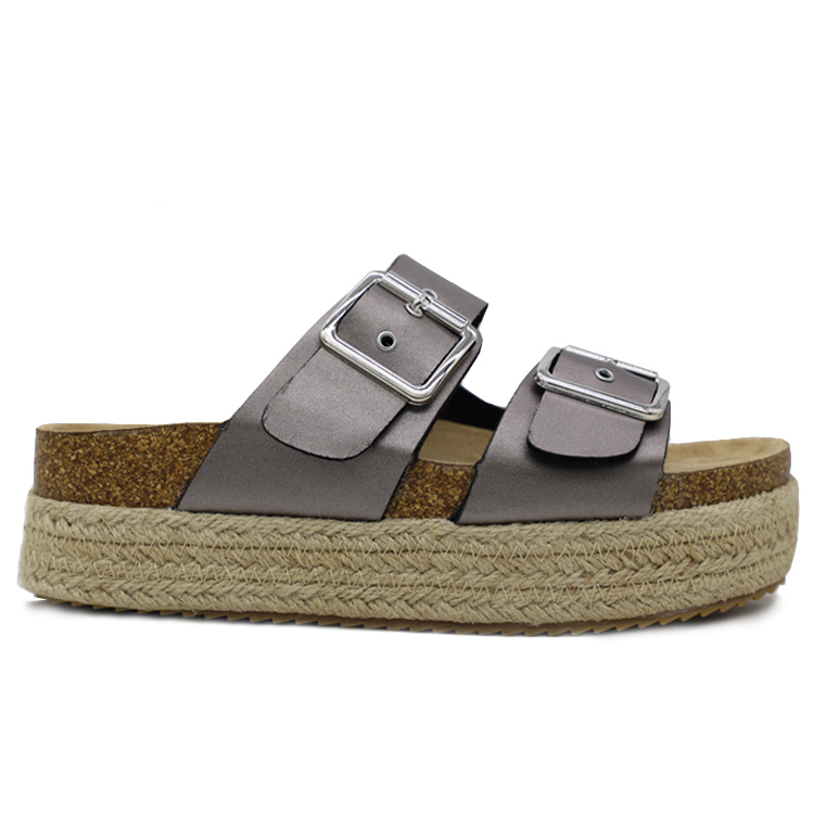 Manufacture Girls Buckled Espadrille Platform Footbed Slipper
