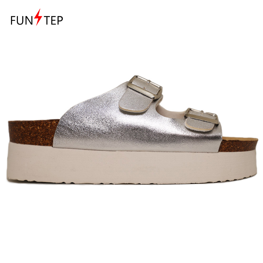 Wholesale Ladies Metalic Platform Corked Slippers