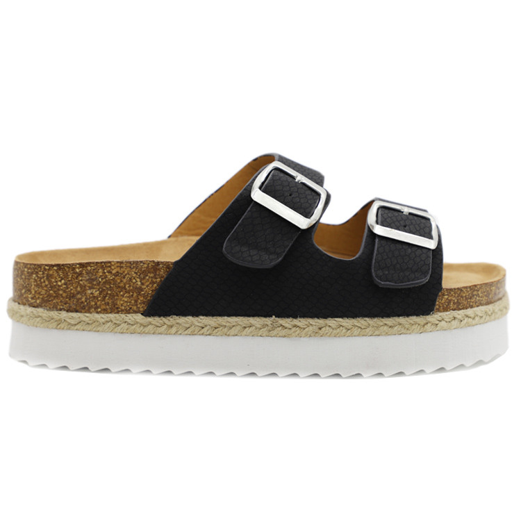 Girls Snake Print Buckled Platform Footbed Slippers