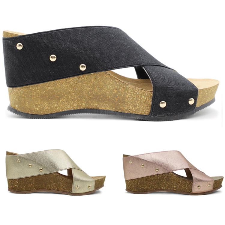elastic wedge sandal
