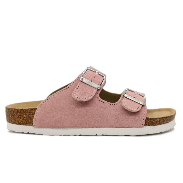 Best Selling Women Two Strap Suede Leather Cork Sandal