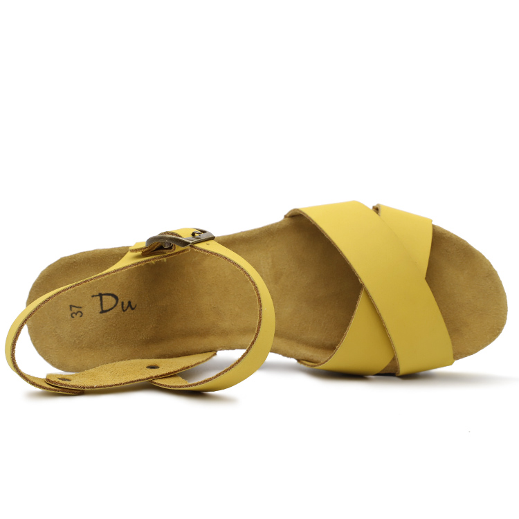 leather cork wedge sandal